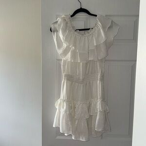 Beautiful white MISA Los Angeles dress worn for bridal shower